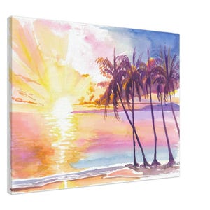 Goldene Tropen am Strand von Martinique - Limited Edition Fine Art Print - Originalgemälde erhältlich