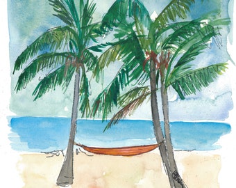 The Hideaway Hammock in The Florida Keys - Limited Edition Fine Art Print - Original Painting available