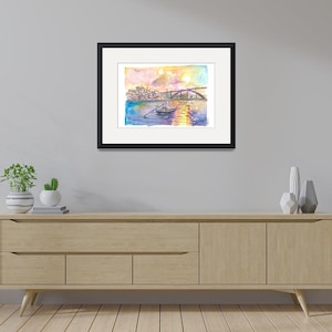 Porto Portugal Old City with Ponte Luís I and Sunset - Limited Edition Fine Art Print - Original Painting available image 3