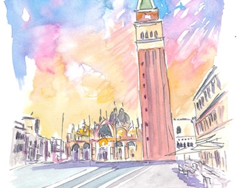 Quiet Afternoon on St Marks Square in Venice  - Limited Edition Fine Art Print - Original Painting available