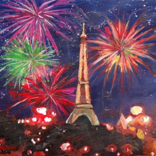 Paris Eiffel Tower City of Love with Silvester New Years Fireworks