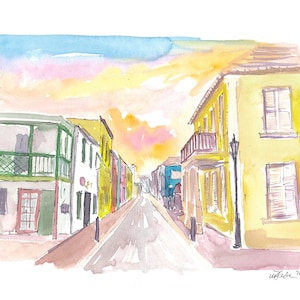 St George Bermuda Quiet Street Walk Afternoon - Limited Edition Fine Art Print - Original Painting available