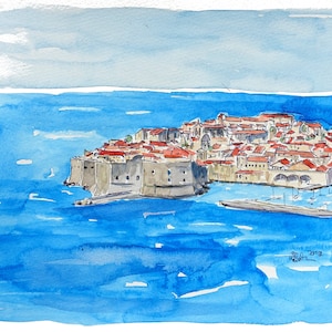 Dubrovnik, Kroatië, parel van de Adriatische Zee - origineel schilderij en afdruk