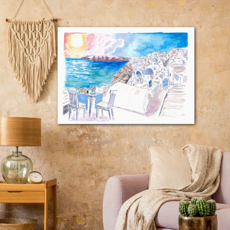 Santorini Sunset View With Rooftop Bar and Fruit Juices - Etsy