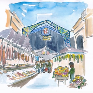 Barcelona Mercat de la Boqueria Morning - Limited Edition Fine Art Print - Original Painting available