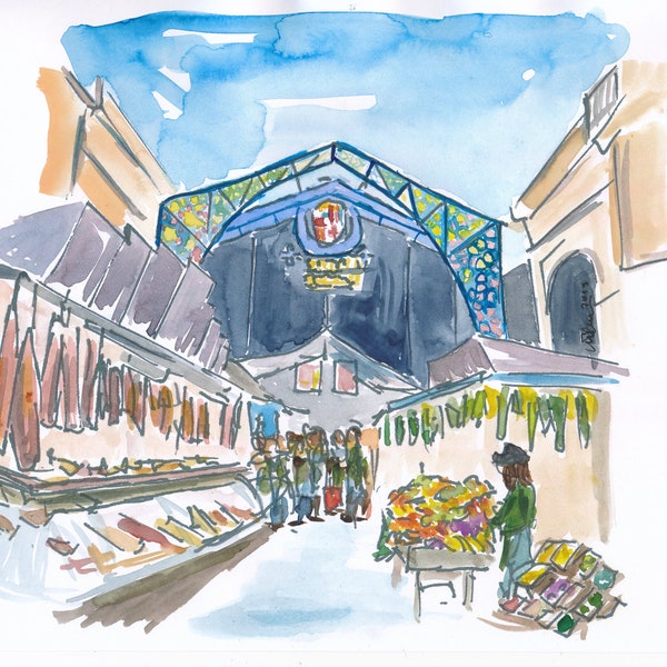 Barcelona Mercat de la Boqueria Morning - Limited Edition Fine Art Print - Original Gemälde verfügbar