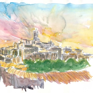 Impressive Siena Skyline From Glorious Past - Limited Edition Fine Art Print - Original Painting available