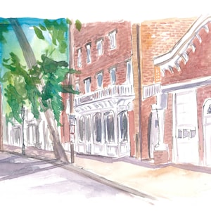 Sag Harbour Long Island Typical Main Street Scene - Limited Edition Fine Art Print - Original Painting available