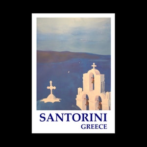 Santorini, Greece - View from Oia - Limited Edition Fine Art Print Retro Vintage Poster