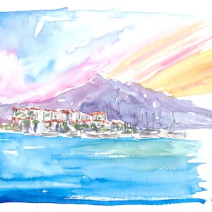 Luxury Mediterranean Harbour Of Puerto Banus Spain - Limited Edition Fine Art Print - Original Painting available