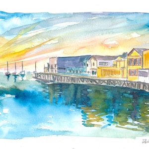 Monterey Bay California Cannery Row Waterfront - Limited Edition Fine Art Print - Original Painting available