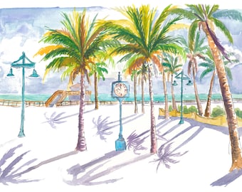 Impresión de la playa de Fort Myers: Escena de Times Square - Arte Giclée de edición limitada
