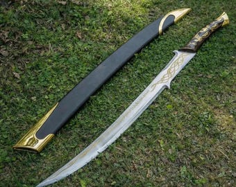 Elven Sword with Scabbard Fantasy Blade LOTR Replica Medieval Sword Cosplay Prop Collectible Gift