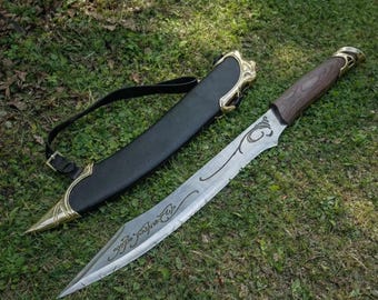 Fantasy Elven Dagger Gift for Him Her LARP Cosplay Blade with Sheath Silver