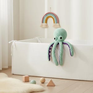 Handmade Crochet Octopus Plush Toy | Mint Green Amigurumi Ocean Animal Friend