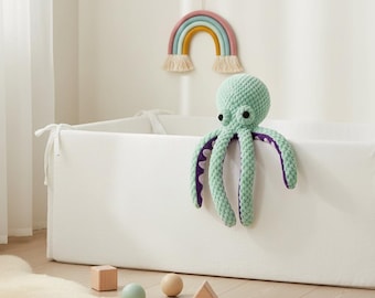 Handmade Crochet Octopus Plush Toy | Mint Green Amigurumi Ocean Animal Friend