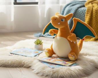 Dracaufeu Plush Toy | Soft Stuffed Animal Collectible, Anime Gaming Decor