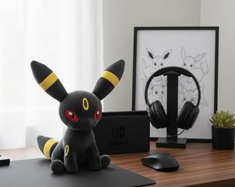 Noctali Plush Toy for Pokémon Fans | Soft Noctali Stuffed Animal Collectible | Cute Anime Character Gaming Decor