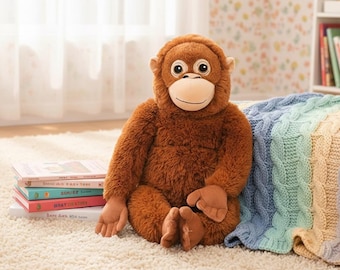 Cuddly Orangutan Plush Toy | Soft Monkey Stuffed Animal for Nursery Decor