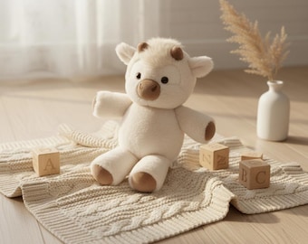 Creamy Baby Cow Plush | Soft Stuffed Animal Toy, Neutral Nursery Decor