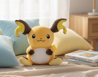Raichu Plush Toy for Pokémon Fans | Soft Raichu Stuffed Animal Collectible | Cute Anime Character Gaming Decor