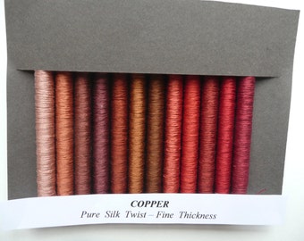 M ULBERRY SILKS Silk Topic- COPPER 12 x 15 metres pure silk twist Fine (100/3).