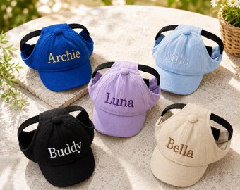 Cappello da sole personalizzato per cani con nome ricamato, berretto da baseball regolabile per cani di piccola e grande taglia, visiera carina per cuccioli da esterno, regalo