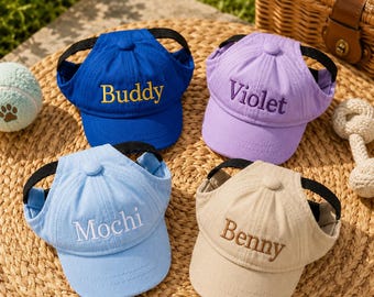 Cappellino personalizzato per animali domestici con ricamo del nome / Cappello personalizzato per cani, protezione solare, cappello da baseball regolabile per cani e gatti di piccola taglia, regalo carino per attività all'aperto