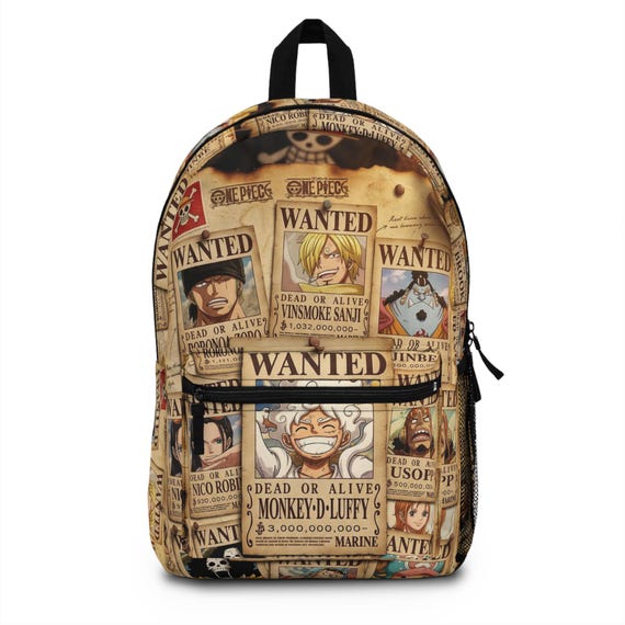 One piece Wanted Poster Pattern Backpack | Anime Pirate Crew Mugshots