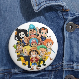One Piece crew illustration Pin | Anime Character Button