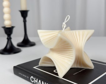 Dancing Cube Candle – Gift Ready, Sculptural Soy Wax Decor, Abstract Ribbed Cube, Minimalist Modern Home Accent, Gift for Her