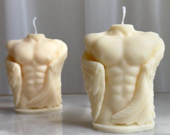 Winged Male Torso Candle • Sculptural Soy Wax Decor • Gift for Her • Bachelorette Party Favor • Bridal Shower Gift • Artistic Home Accent