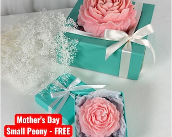 Mother’s Day Gift for Mom, XL Peony Candle, FREE Small Peony Candle, Flower Candle, Handmade Soy Candle, Gift for Her, Limited Edition