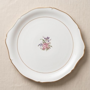 Stojak na ciasto/półmisek do serwowania z porcelany w stylu vintage z motywem kwiatowym – elegancki, falisty brzeg – duży, dekoracyjny talerz 35 cm