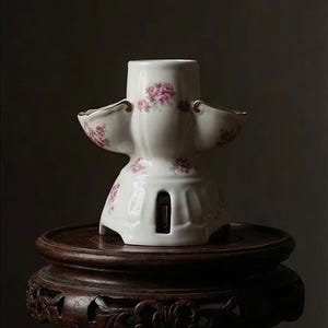 Rare 19th Century French Porcelain Table Bell by Justin Giraud – Floral Salt, Pepper & Mustard Server – Antique Romantic Decor