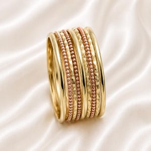 Gold Rose Gold gemischt Metall stapelbar Armreifen Set, geschichtet Armband Schmuck