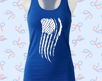 Tanktop met vlag van 4 juli | Jersey racerback-tanktop dames