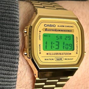 Custom Gold Casio Watch • Green Dial Mod • Retro 80s Style A168WG-9EF