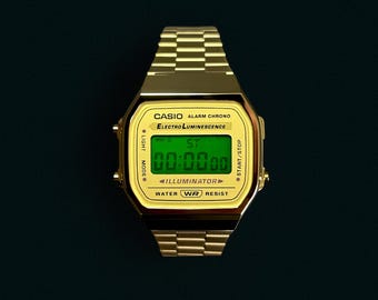 Custom Gold Casio Watch • Green Dial Mod • Retro 80s Style A168WG-9EF