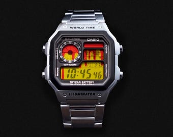 Casio Royale Mod • Red Drip Dial • Unique Statement Watch • Gift for Him