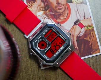 Project Hail Mary Inspired Casio Royale Watch • Silver AE1200 Mod Red Dial