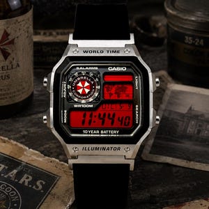 Resident Evil-inspirerad Casio Royale Mod-klocka | Specialdesignad AE1200 digitalklocka