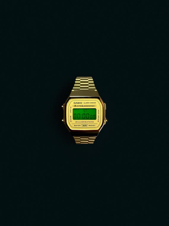 Custom Gold Casio Watch • Green Dial Mod • Retro 80s Style A168WG-9EF