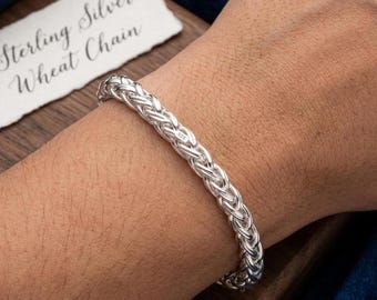 Handmade 925 Sterling Silver Braided Chain Bracelet, Minimalist Everyday Jewelry
