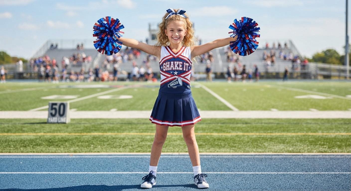 Girls Cheerleading Uniform Set, Youth Cheerleader Outfit, Competition Cheerleading Costume, Blue Red White Cheer Uniform