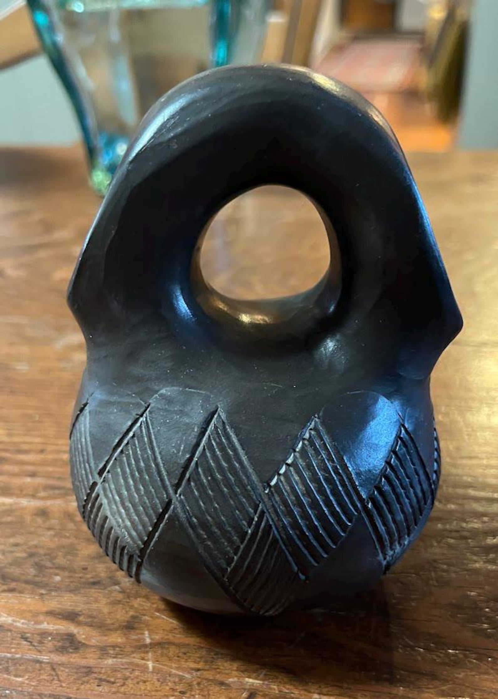 Vintage Cherokee Blackware Wedding Vase - Signed Bigmeat