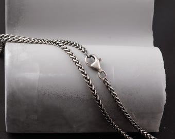 Collar unisex de eslabones Spiga con cadena de trigo de plata de ley de 2 mm