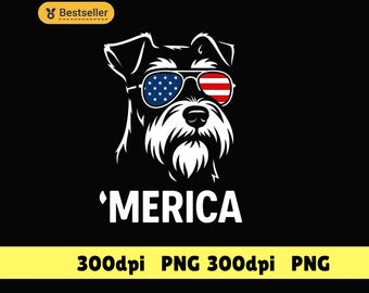 Schnauzer 'Merica Sunglasses PNG (Digital Download)