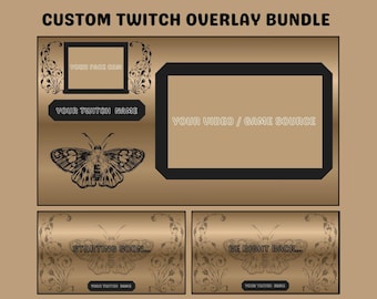 Gothic Motte Twitch Overlay | Dark Vintage Stream Paket, Florale Akzente (Digitaler Download)