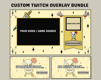 Blitz Tattoo Twitch Overlay | Totenkopf Tattoo Paket | Traditionelles Tattoo ästhetik | BRB, ab Bald & Stream Layout